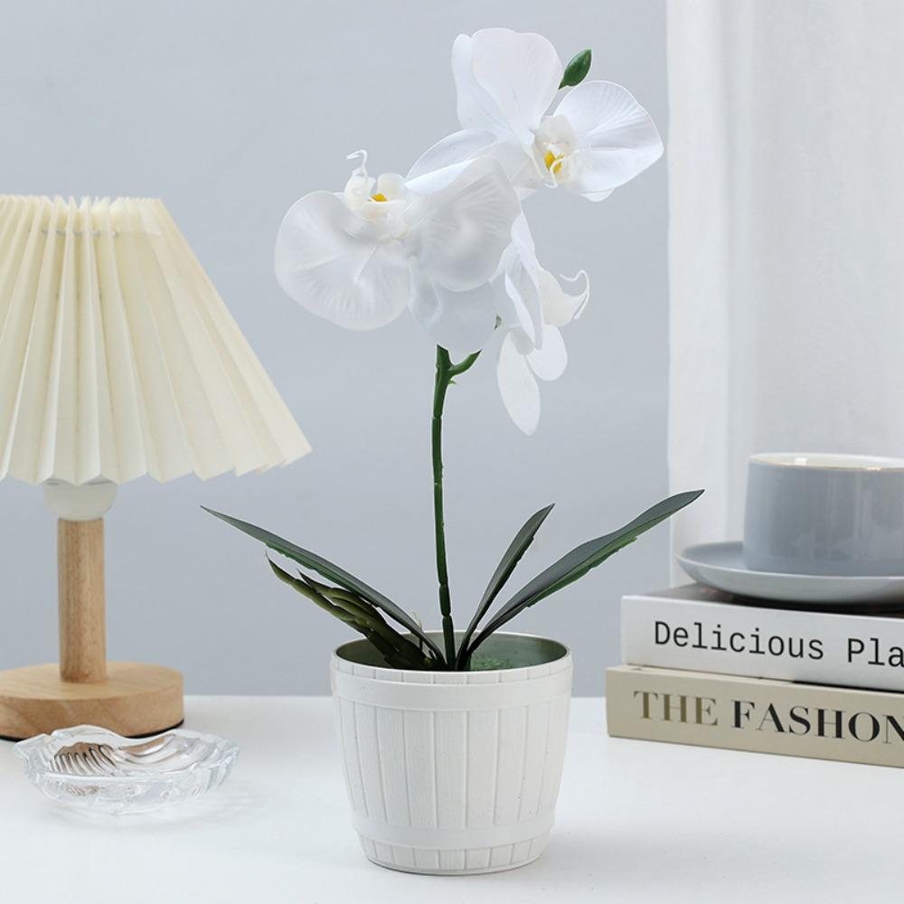 Soft Rubber Simulation Butterfly Orchid Bonsai 4-Heads Phalaenopsis Bonsai  Home Supply