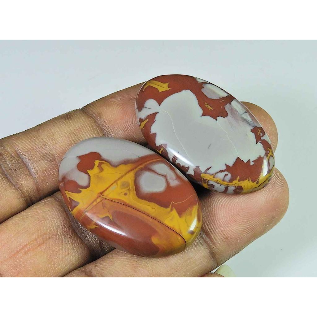 37-39MM Natural Noreena Jasper 2Pcs Oval Cabochon Loose Gemstone 93Cts. SK-4233