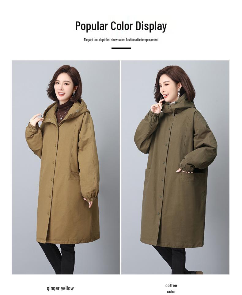 Parker Women's Mid-Length Hooded Cotton Coat - 2024 Winter Collection