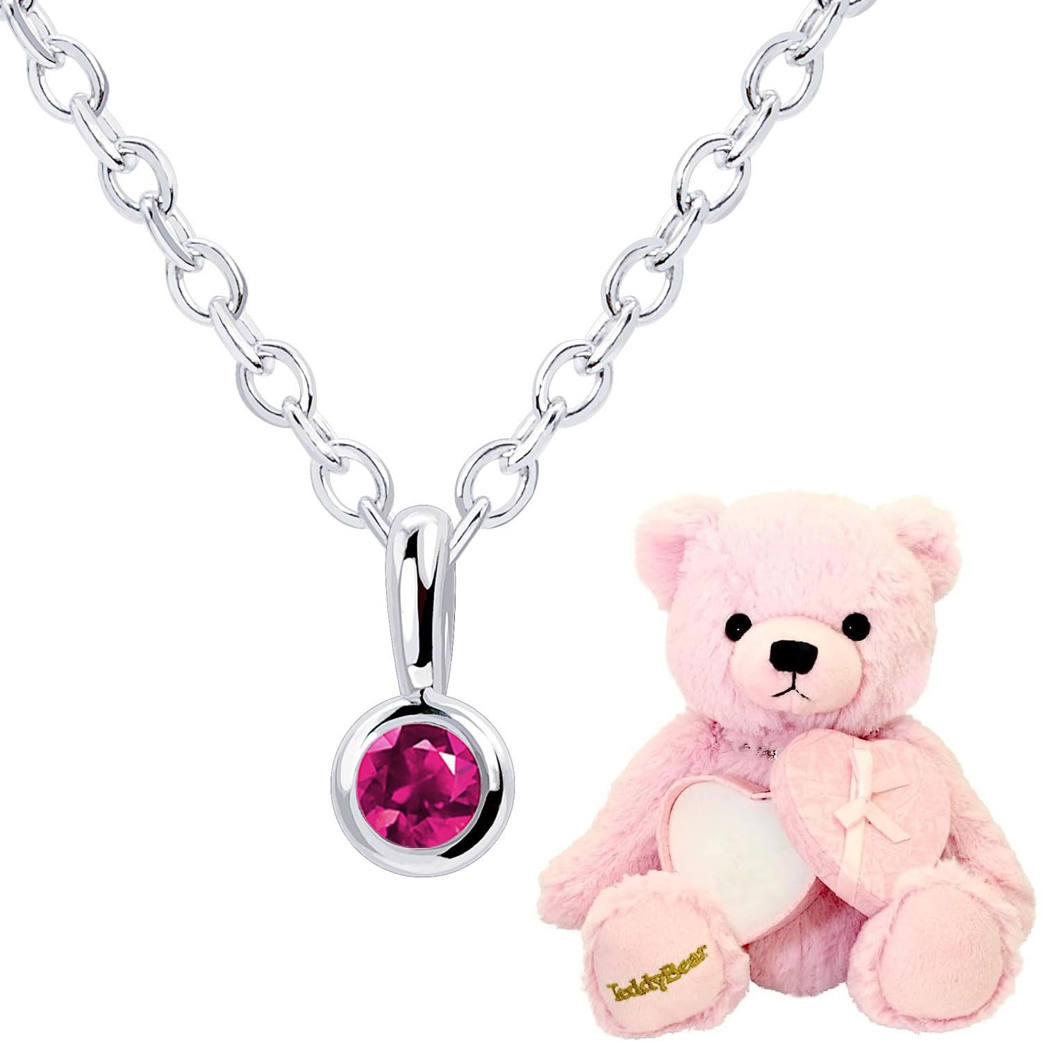 

Necklace Single Fukurin Diamond Silver Pink Teddy Bear Set July Birthstone Ruby [Sears] Women s 13930-s-tdt-01-p-07