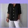Streetwear Womens V Neck Cotton Linen Button T Shirt With Long Sleeves For Summer