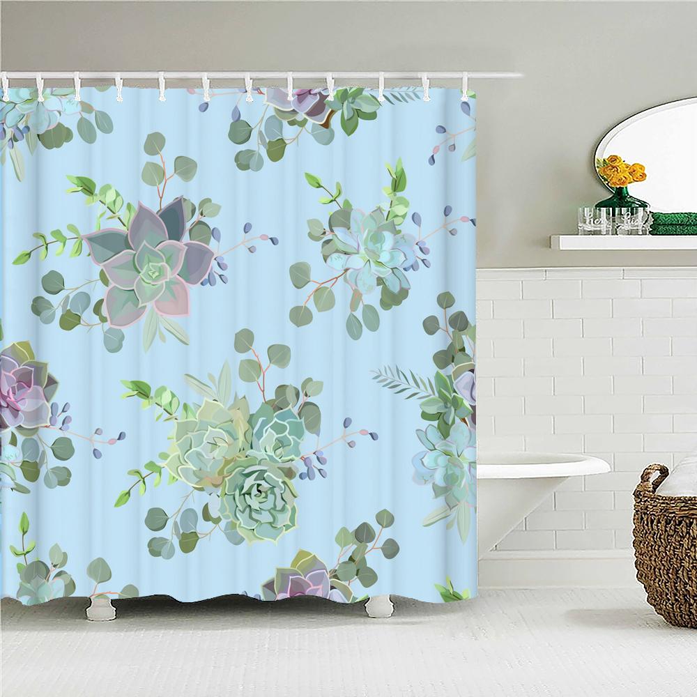 Tropical Leaves Palm Tree Bird Animals Pattern Shower Curtains Bathroom Curtain Waterproof Frabic Bath Bathroom Curtains