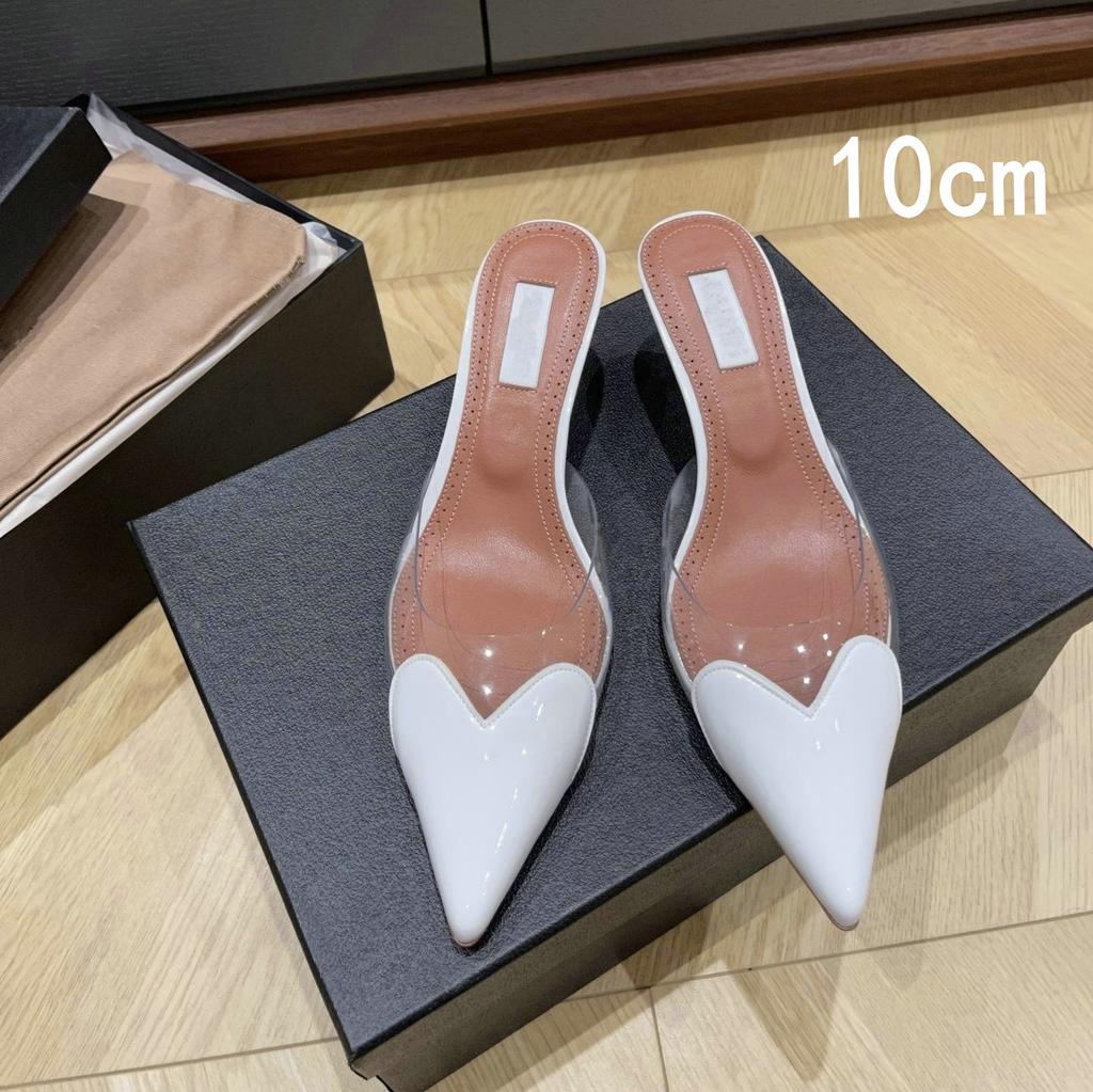 Fashion 2025 Fairy Style Summer Sexy And Versatile Transparent Half-Slipper Women'S Pointed-Toe Thin-Heeled High-Heeled Sandals Slipper