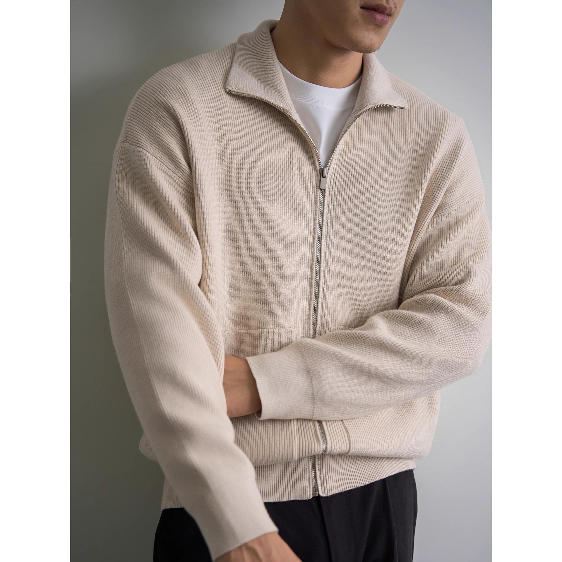 

Men s Slim Fit Lapel Knit Zipper Sweater - Trendy Autumn/Winter Casual Outerwear XL