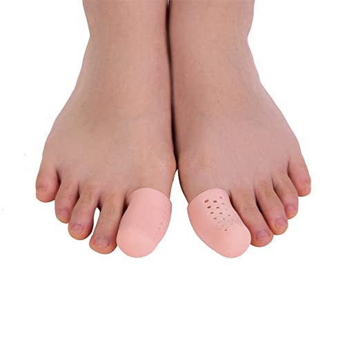 Karonpeln Set of 2 Silicone Toe Cots, Toe Caps, Protectors, Toenail Protection Caps, Cushioned, Shock Absorbent, Friction Pain Relief, Breathable, Was
