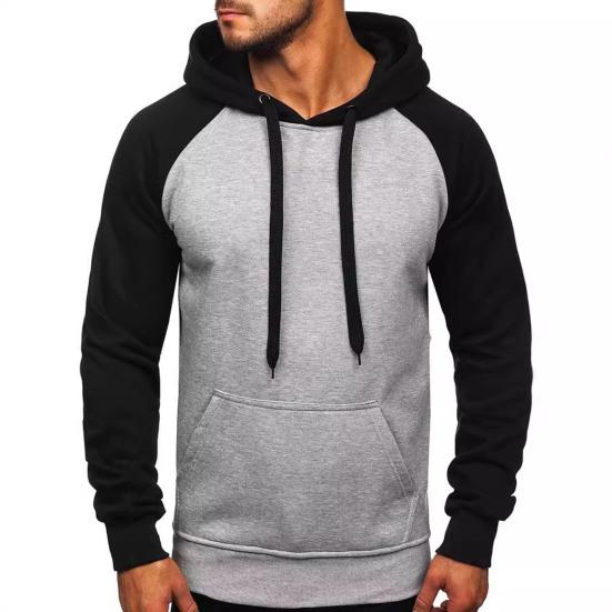 

Мужское худи с рукавами реглан, повседневное худи-пуловер, спортивная толстовка с капюшоном, карманом-кенгуру и кулиской для тренажерного зала и уличной одежды L светло-серый
