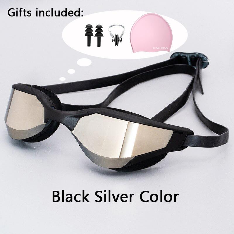 Meslek Yarış Yüzme Gözlüğü Kaplama Su Geçirmez UV Koruması Yarışma Buğu Önleyici Gözlükler Açık Hava Maç Gözlükleri