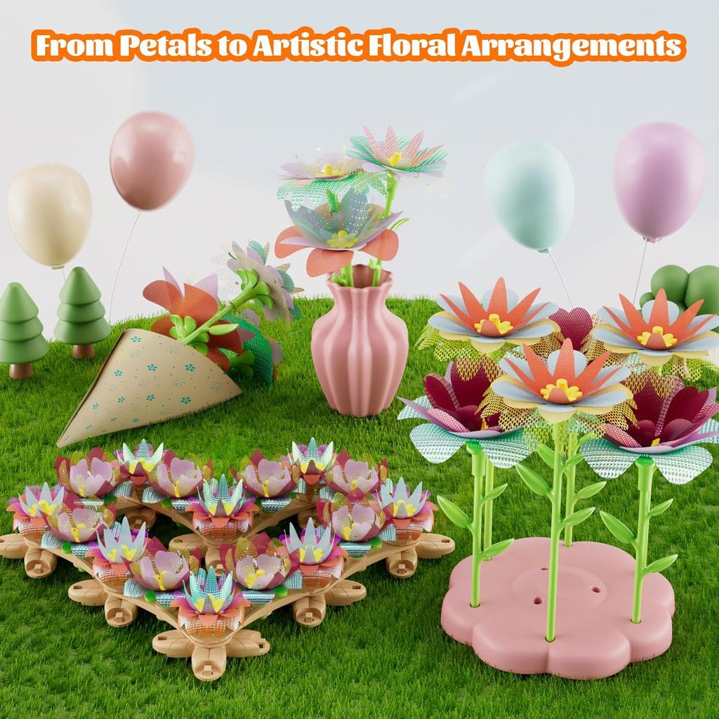 Fabric Flower Bouquet Craft Kit, DIY Arts & Crafts Toy for Kids, Creative Flower-Making Activity Set, Educational Preschool Toy, Perfect Birthday &