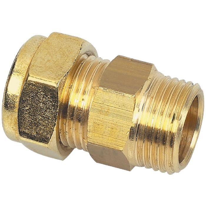 Raccord droit M - Raccords - 15x21mm - Ø10mm - Métal - Mâle fixe