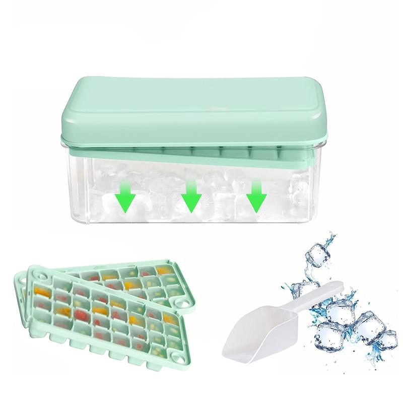 Good-Ice Trays With Lid For Freezer Ice Maker Mold With Container 60 Ice Trays Easy-Release Ice Green