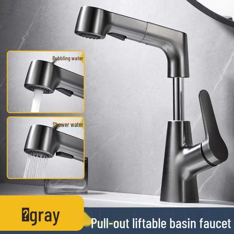 TLXT Gunmetal Grey Pull-Out Basin Faucet