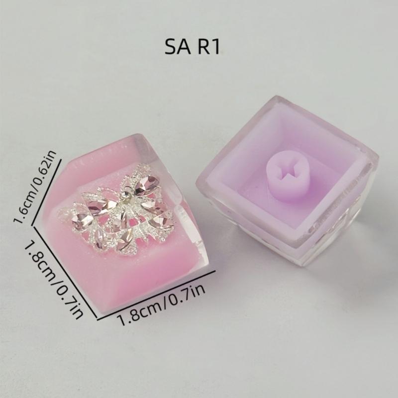 DIY Resin Mechanical Keypad Keycap Butterfly Cartoon Pattern Height Translucent Keycap for Mechanical Keypad Accessories