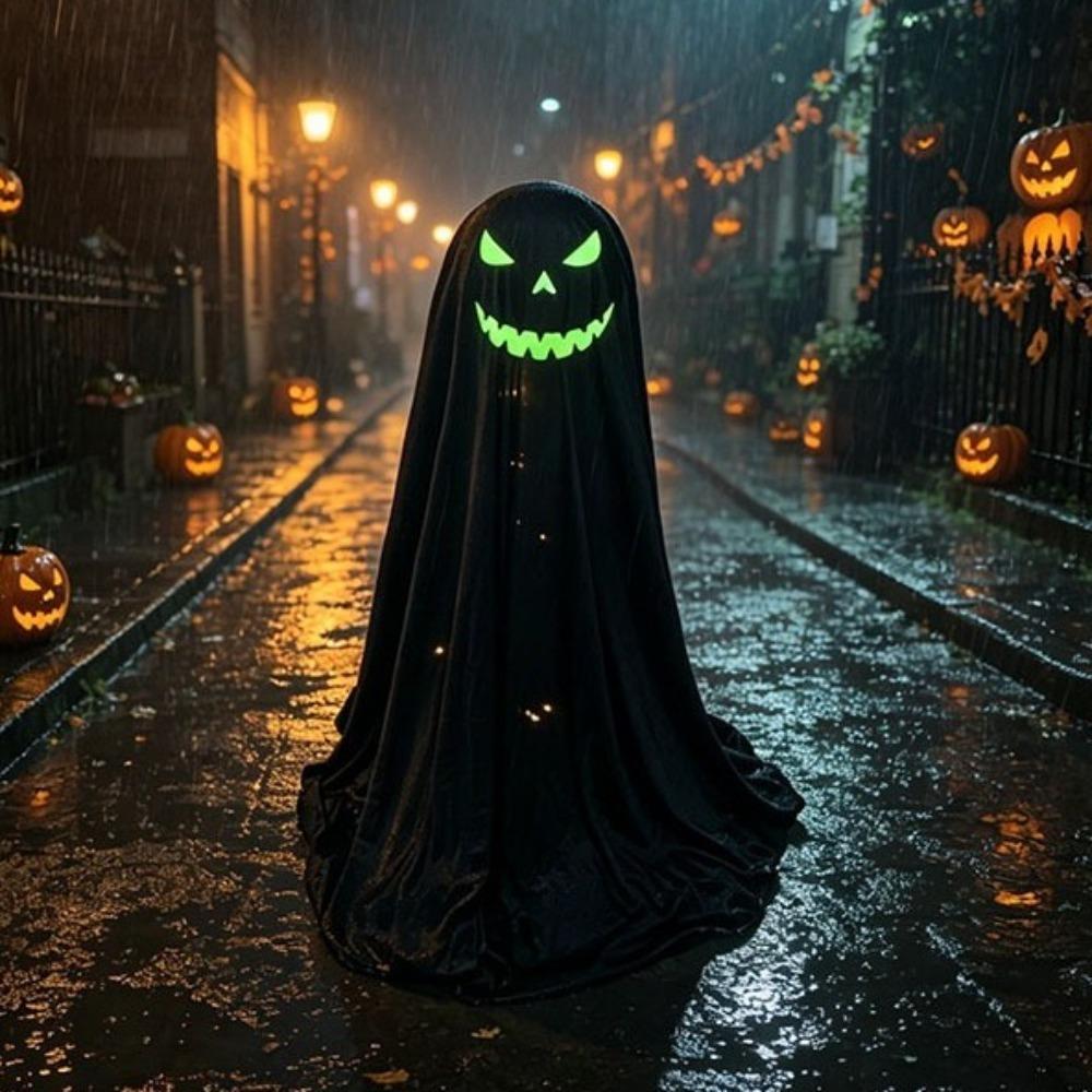 Adjustable Halloween Standing Ghost Decor Glowing Scary Ghost Figure Porch Yard Decor