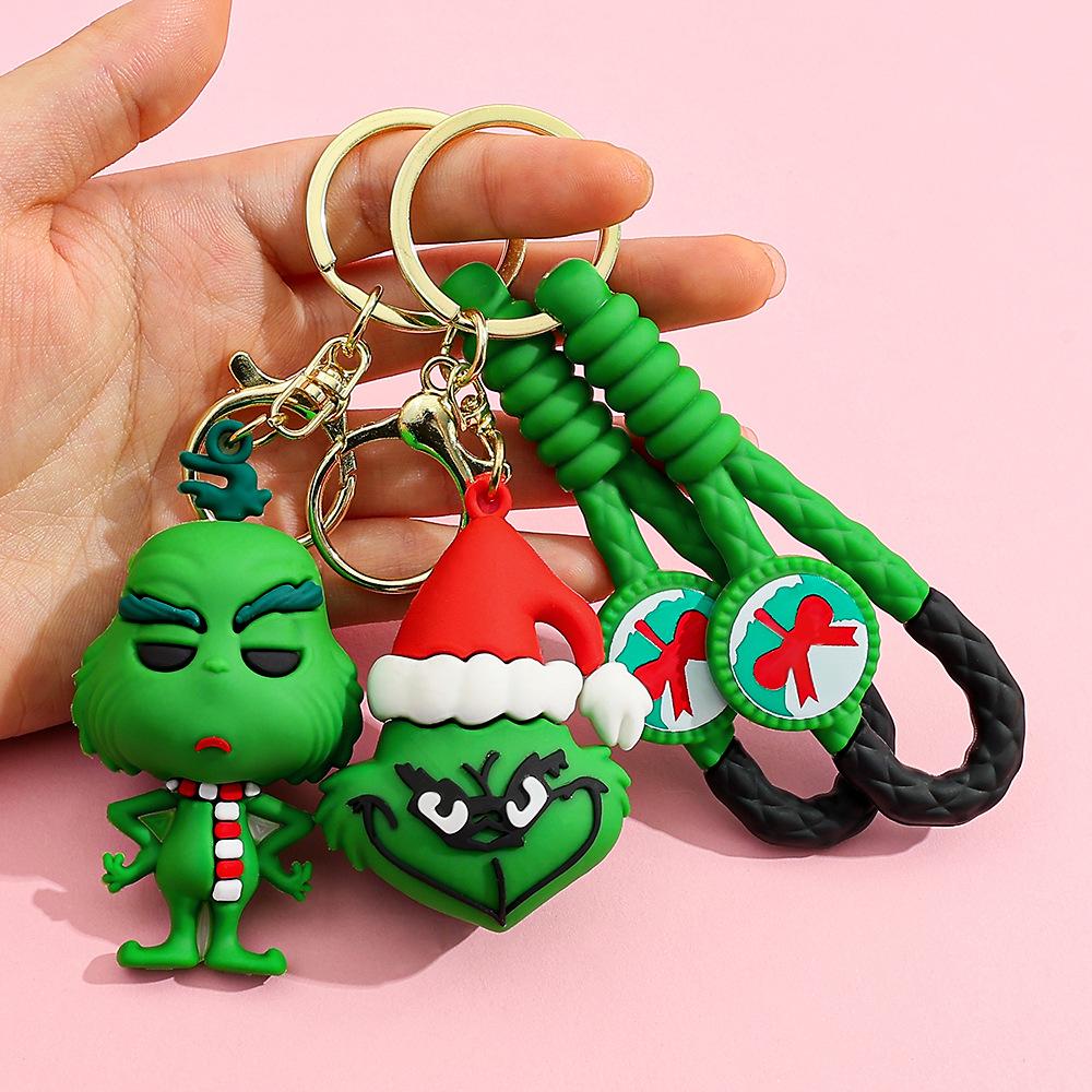 Bambola Grinch esplosione transfrontaliera Nuovo portachiavi ciondolo Grinch di Natale Mostro dai capelli verdi di Natale ornamento