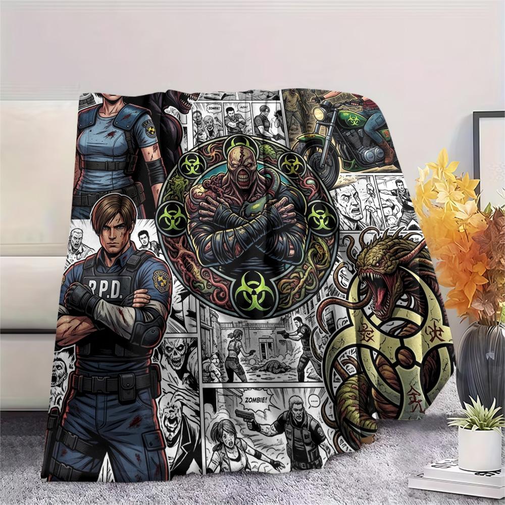 Resident Evil Print Flannel Blanket, Ultra Soft High Quality All Seasons Warm Throw, Home Decor Cozy Blanket, Perfect Christmas Gift