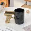 Creative ceramic cup gold silver pistol cup gun handle mug personalized water cup coffee cup 3D modeling cup color glaze cup