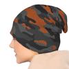 Black and Orange Camouflage Beanie Hat Warm Bonnet Cap Adults Knitted Hat Headwear Vintage Street Skullies Beanies for Women Men