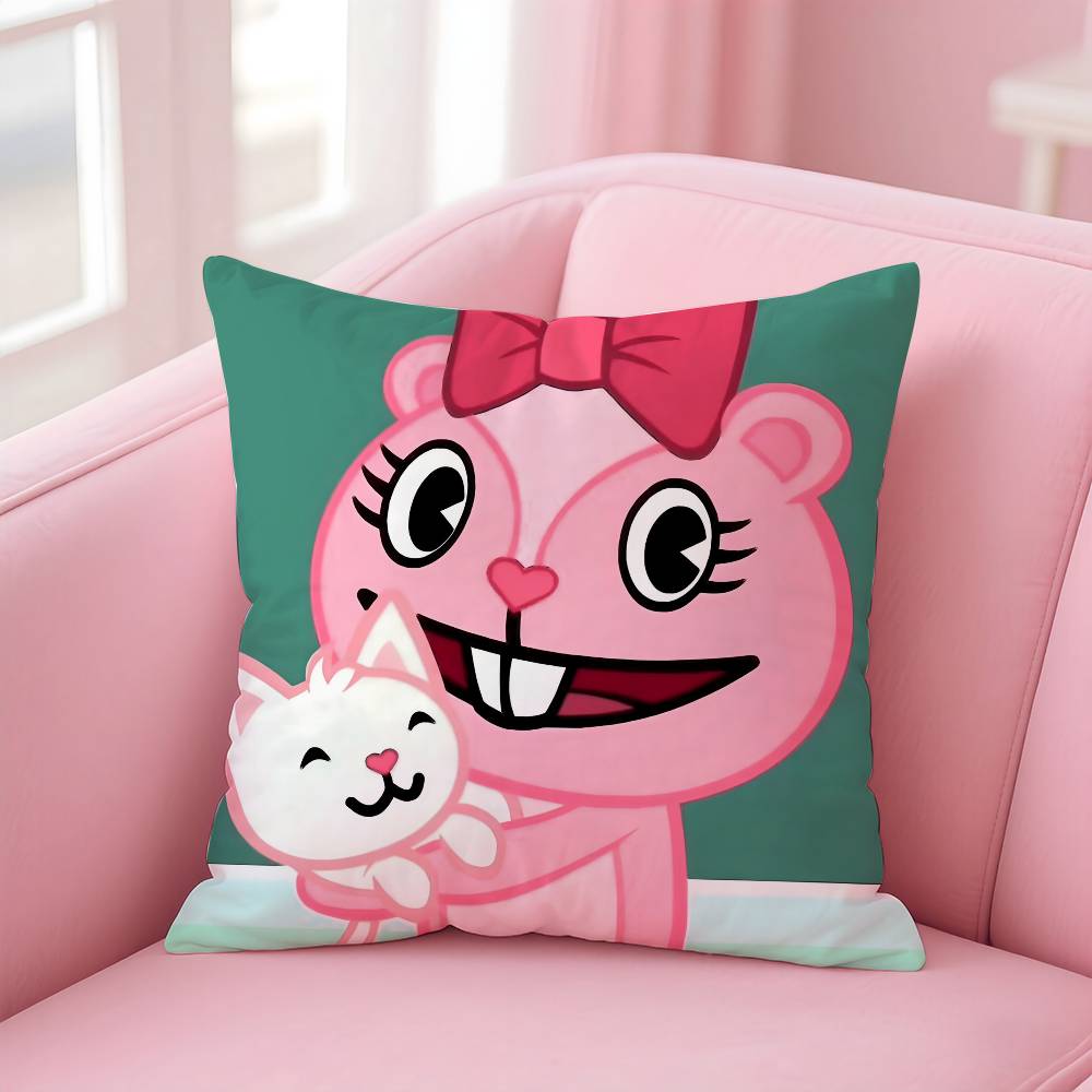 

N-Nutty H-Happy Tree F-Friends Pillow Case pattern printing pillowcase living room sofa cushion cover bedroom room decor 16x16Inch