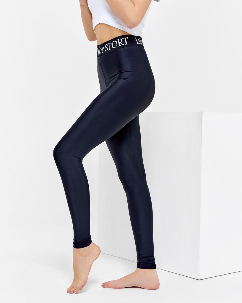 Issa Plus schwarze Leggings mit bedrucktem Gummizug