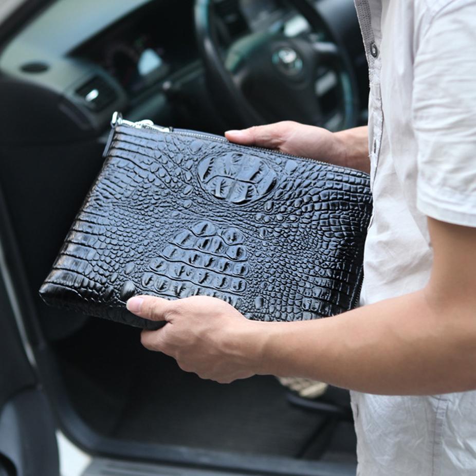 Crocodile Grain Genuine Leather 13‑Inch Briefcase New for Men 2‑in‑1 Handheld Shoulder Envelope Messenger Bag Versatile Business‑Commute Gift Purse