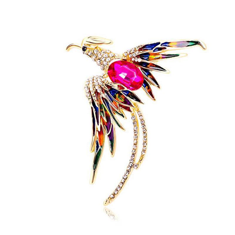 Enamel Phoenix Bird Brooches Animal Pin For Women Men 5-Color Enamel Flying Beauty Bird Party Office Brooch Pin Gifts