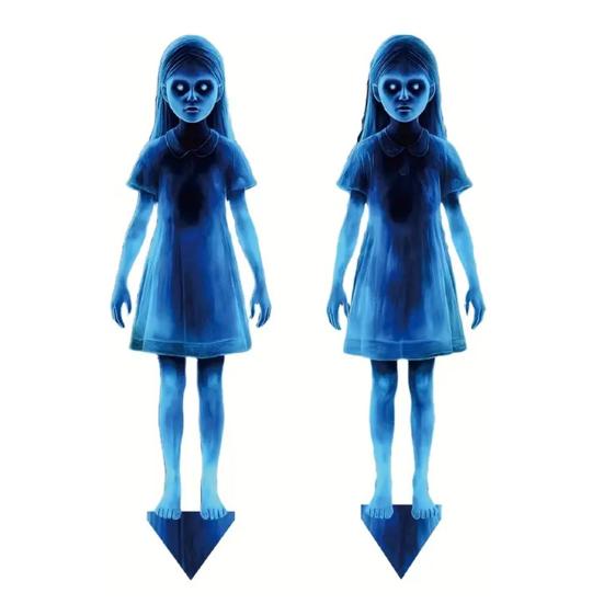 Yousheng 2 Pcs Scary Garden Metal Stakes Spooky Twins Yard Signs for Lawn Patio Haunted House Halloween Outdoor Decorations