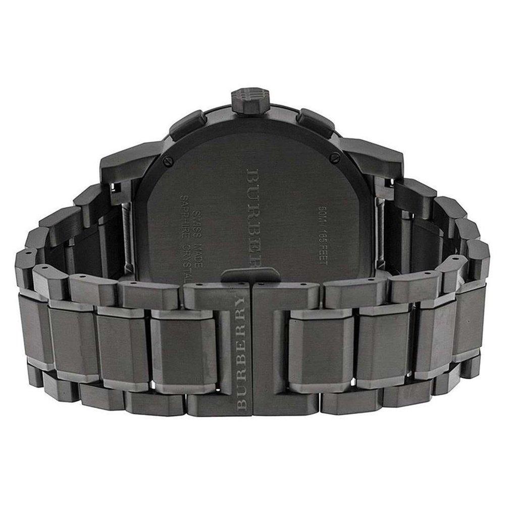 Burberry BU9354 Herrenuhr aus Edelstahl mit großem Karomuster, grau ionenplattiert