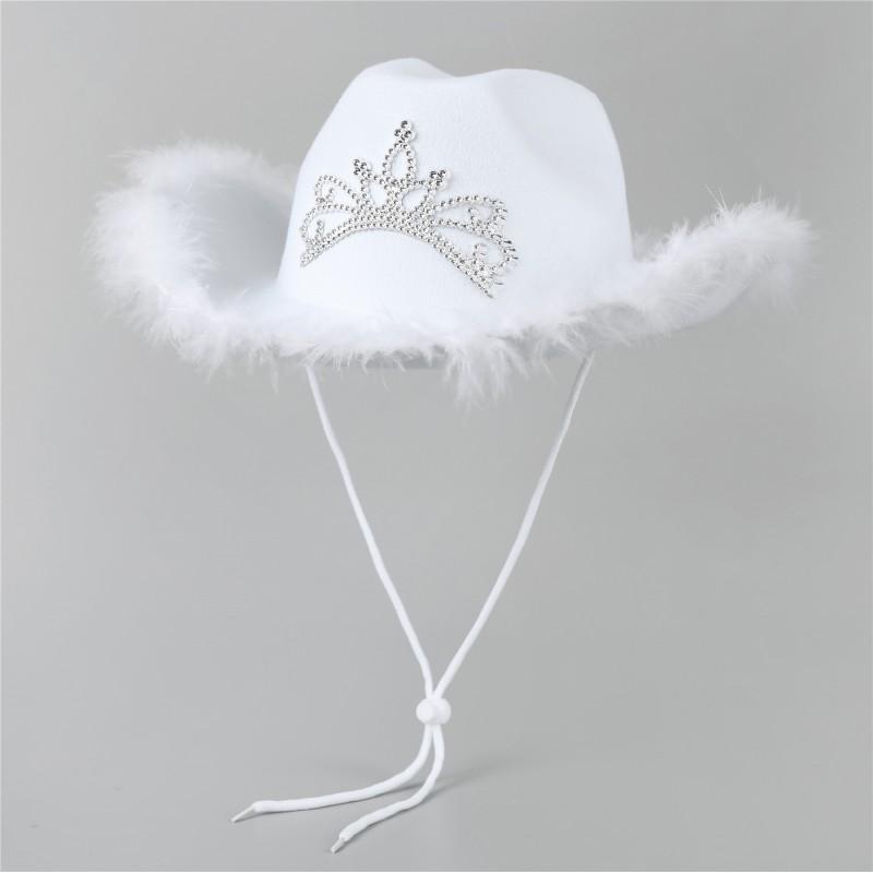 Pink Felt Cowboy Hat With Frayed Edge Velvet Trim Wide Brim Western Women Fall