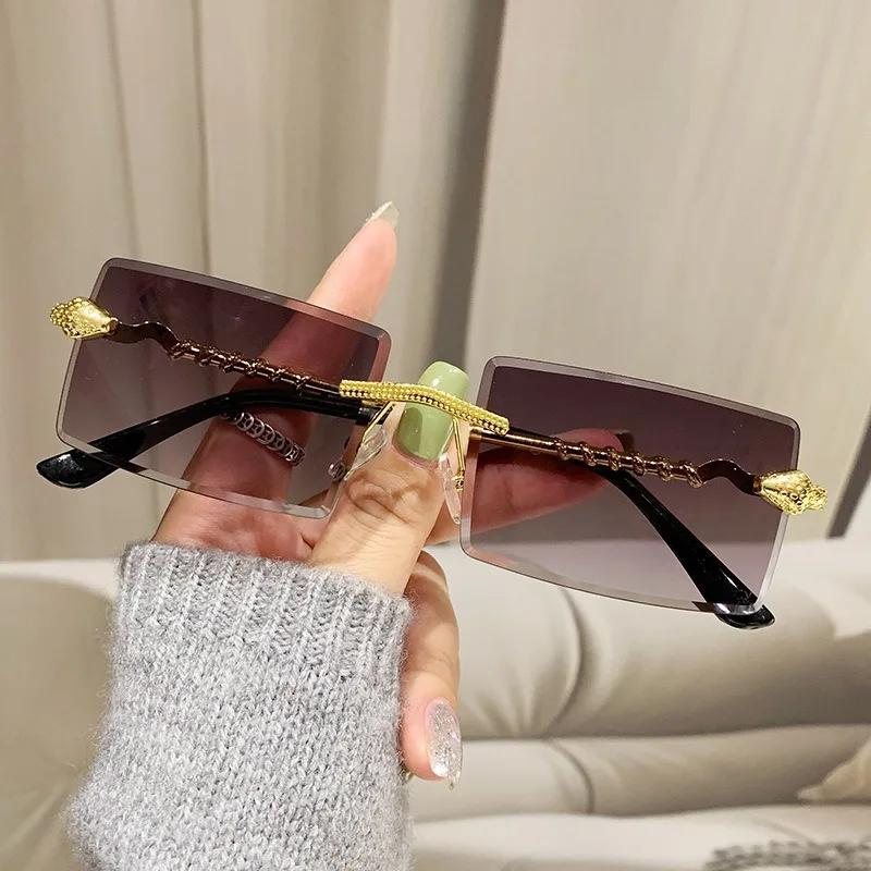 Trendy Rimless Sunglasses for Men Women Fashion Frameless Rectangle Sun Glasses Retro Shades Summer Traveling Eyewear UV400