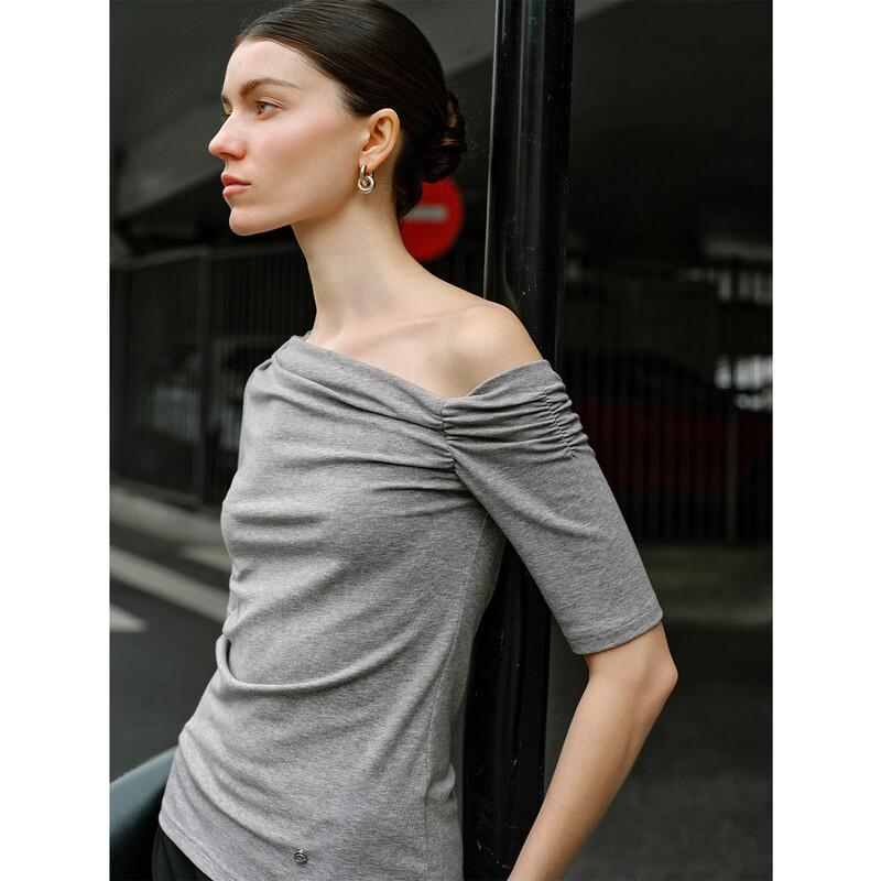 GIOVANNI VALENTINO Women s Asymmetrical Off-Shoulder T-Shirt L