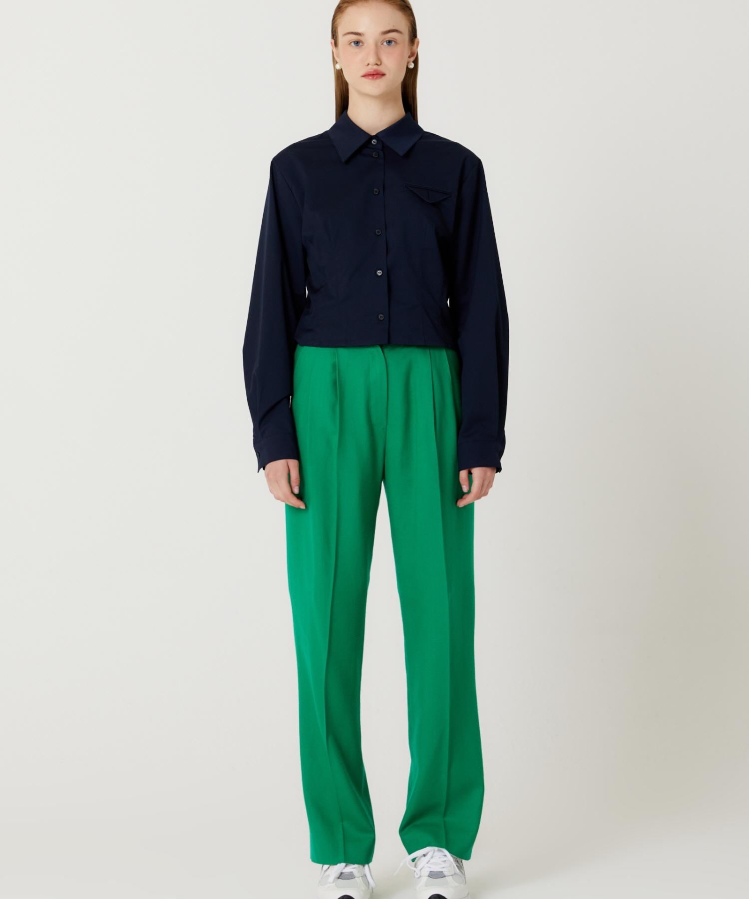 The Studio K Pocket Point Slim Crop Shirt (Navy) Free