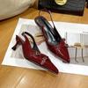 Fashion Big Size Footwear Wine Red Women High Heels Shoes Fashion Pointed Toe Pumps Ladies Thin Heels Shoes Female Slingbacks Slides