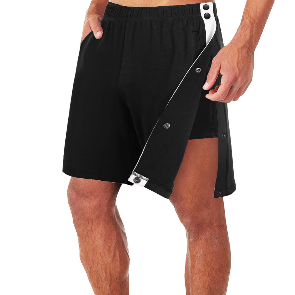 Men's Button Fly Shorts, Trendy Loose Casual Sports Shorts