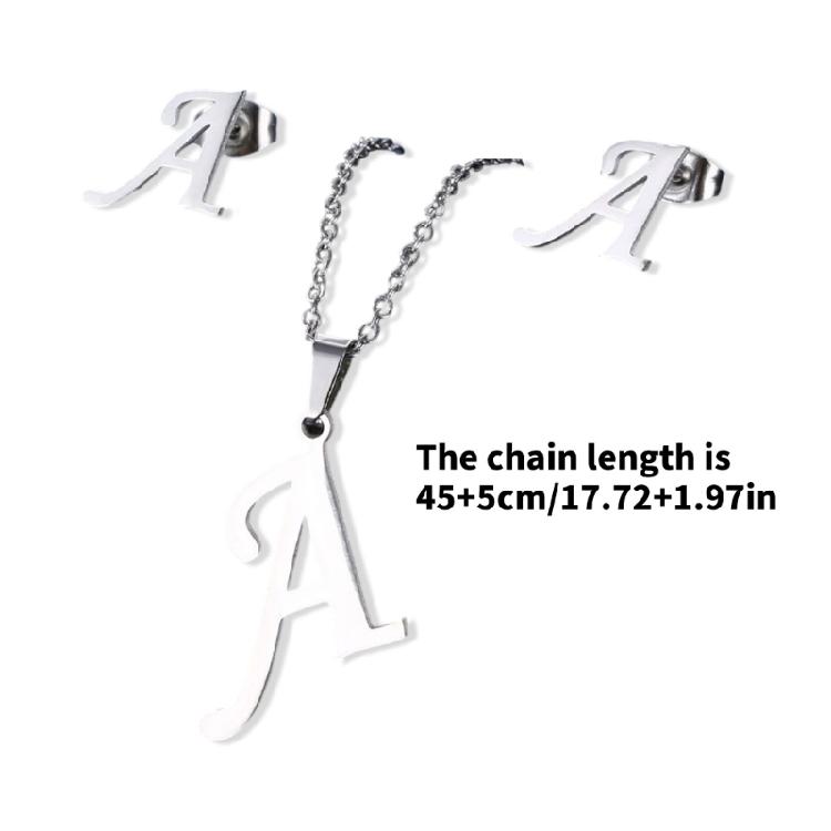 Fashion Stainless Steel Necklace with Letter Pendant Unique Ear Studs Unisex Pendant Necklace Suitable for Adding Charm