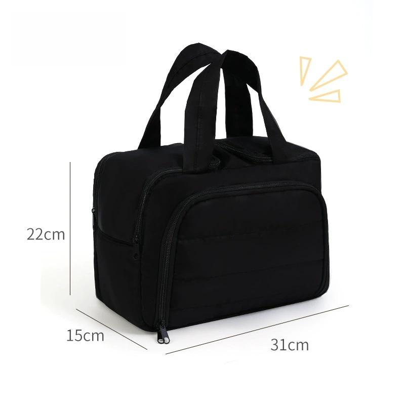 Double Wide Opening Large Capacity Fluffy Makeup Bag, Portable Toiletry Bag, Is An Essential Item for Travel and Daily Storage чёрный