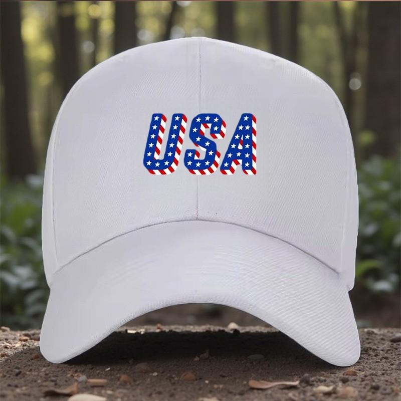 USA Flag Print Baseball Cap Adjustable Polyester Sunshade Hat For Unisex Women
