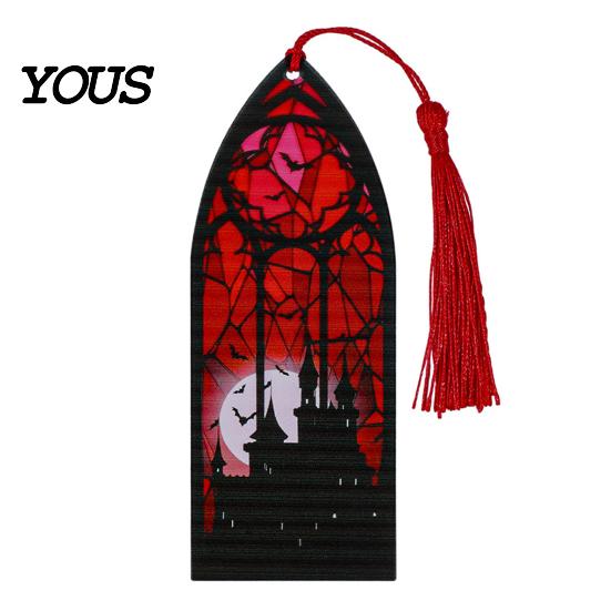 Transparent Acrylic Bookmark Stained Glass Art Bookmark, Halloween Dark Aesthetic Book Mark, Clear Page Marker with Tassel, Gifts for Readers & Lovers