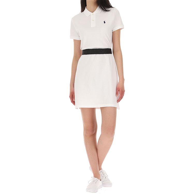 Polo Ralph Lauren Solid Color Logo Embroidered Polo Collar Short Sleeve Dress Women dresses White 211799490-017