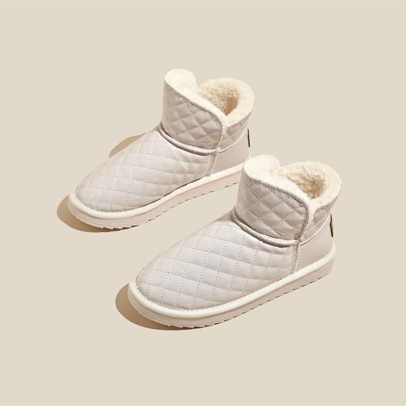 Thick-soled snow boots women's 2025 new waterproof and non-slip winter piled thickened warm and non-slip short tube heightening cotton shoes