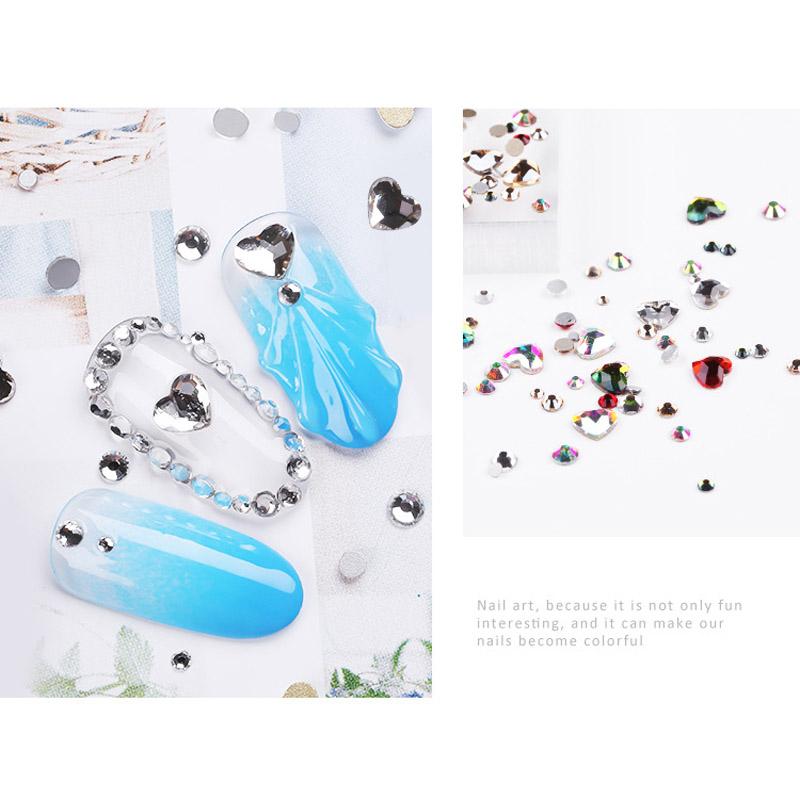 Nail Art Glass Diamond Acrylic Love Heart Flat Diamond Nail Jewelry Shiny Sticker Diamond