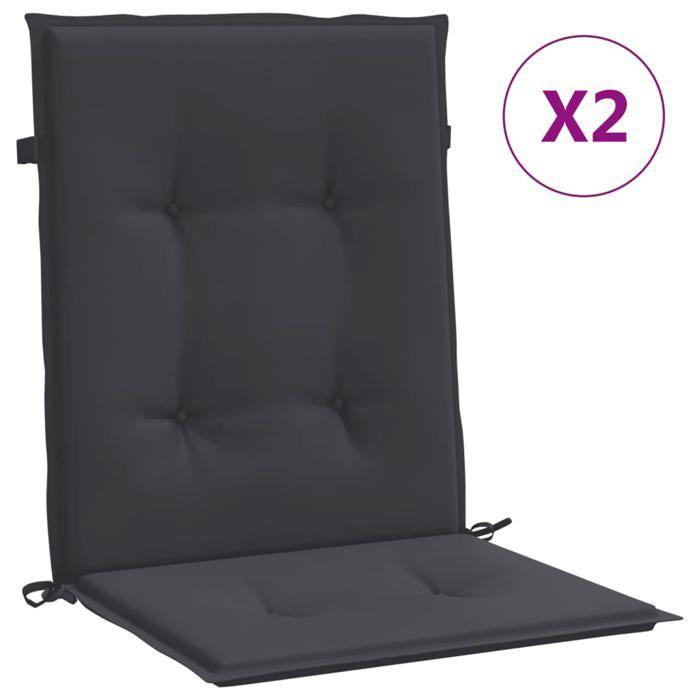 VidaXL Coussins de chaise de jardin à dossier bas lot de 2 noir 47560