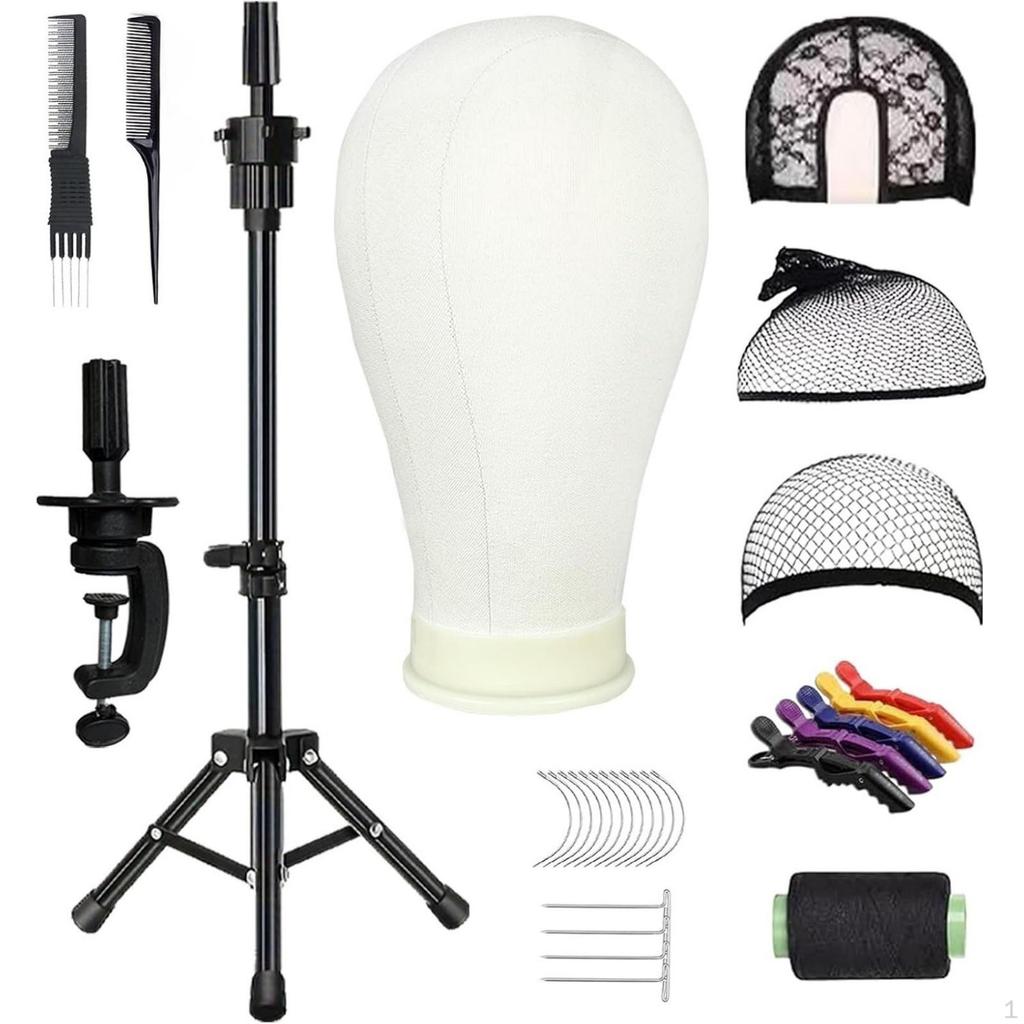 Convenient Manikin Head Stand Kit | FloorStanding, Canvas with Tripod Stand, for Salon