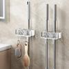 Mop Holder Double-ended Mop Clip Punch-free Broom Rack Space Saving Bathroom Organizer with Hook for Home