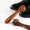 Antique Bronze Long-Handle Shoe Brush with Horsehair Bristles and Maple Wood for Leather Polishing