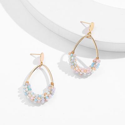 Exquisite Gold Color Water Drop Srice Bead Winding Earrings for Women New Earrings Design Jewelry