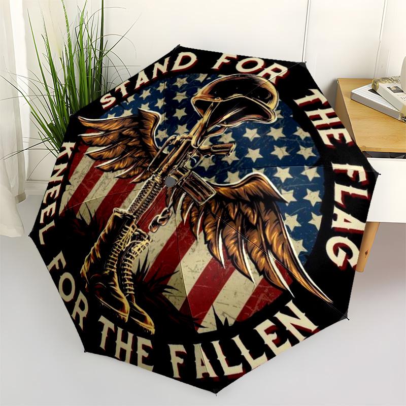 

1pc flag Umbrella Portable Folding Umbrella Iron Frame Hole Bone Structure Outdoor Home Umbrella