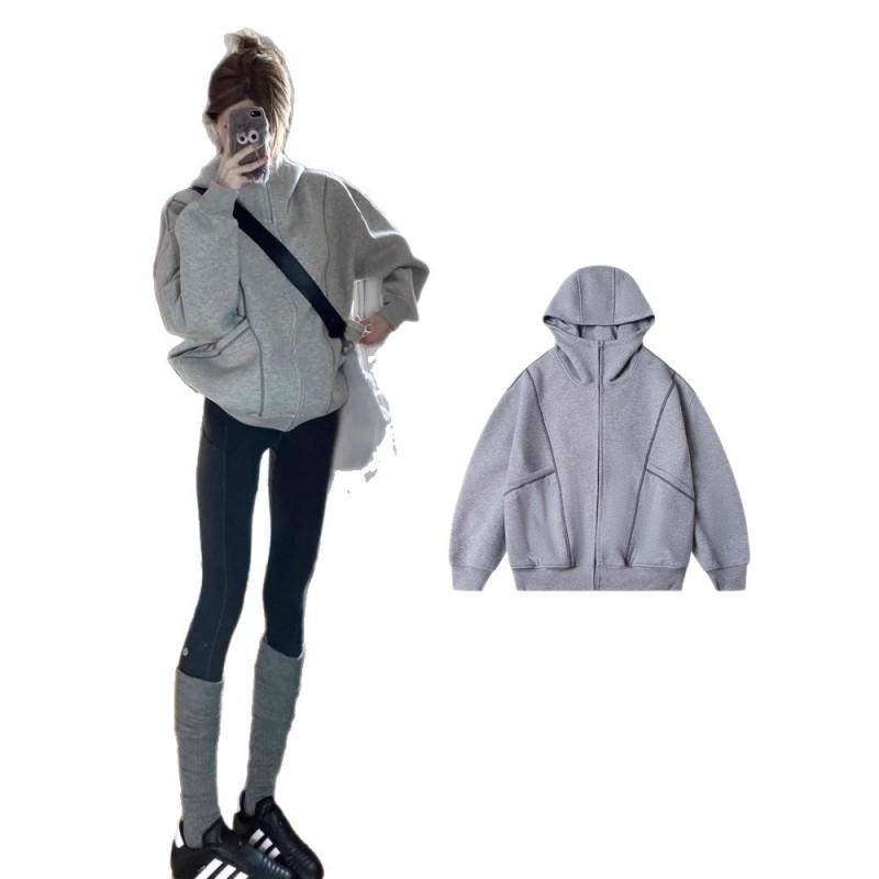 Mens Zip Up Hooded Sweatshirt Casual Short Fit Solid Color Streetwear Top