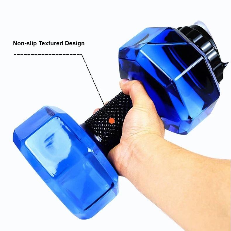 Fitness Dumbbell Shaped Water Bottle, Fillable Plastic Weight Training Dumbbell Cup, Large Capacity Outdoor Sports Drinking Flask