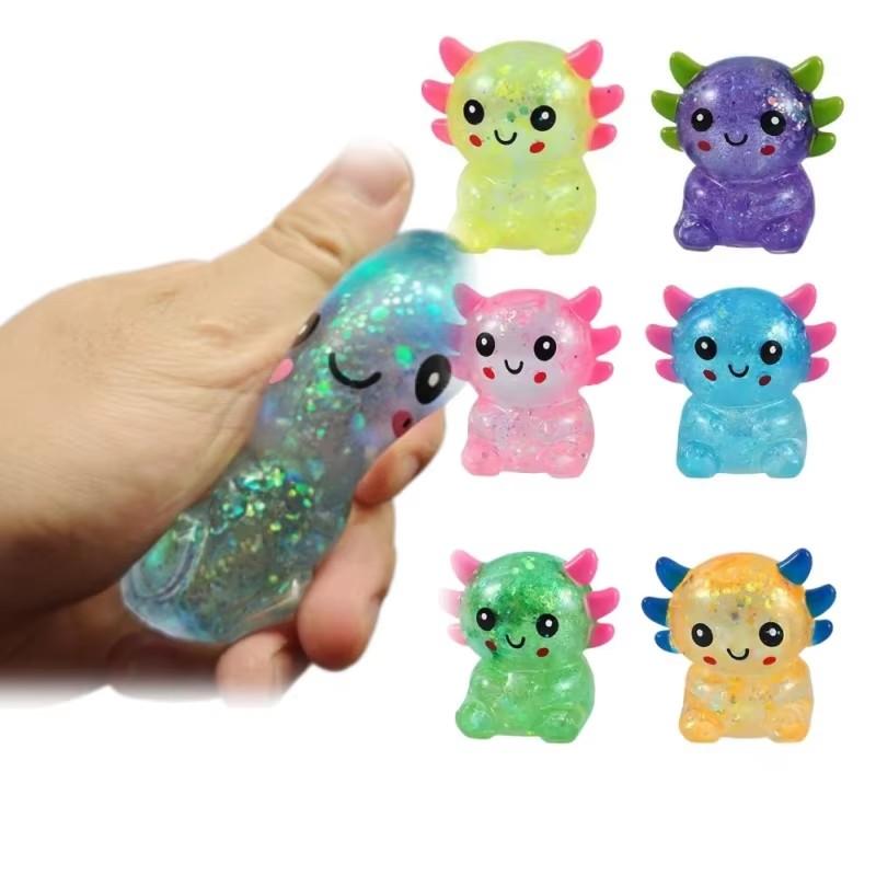 1PCS Crystal Salamander Squishy Toy Cute Animal Squeeze Stress Relief Mud Desk Gadget Gift for Adults Home Office Relax Play