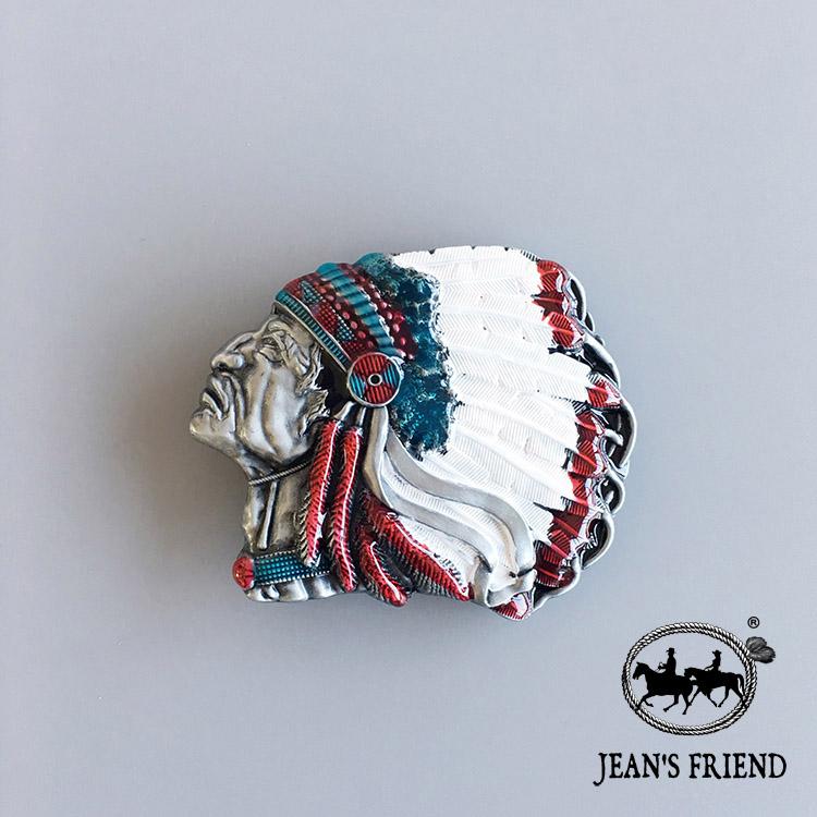 

[Jean s Friend] Классическая пряжка для ремня серии Indian Профиль индейского вождя